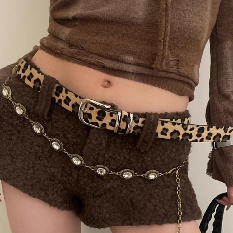Cool Cowgirl Waist Chain Casual Belt Leopard Print Waist Ceinture Skinny Belt