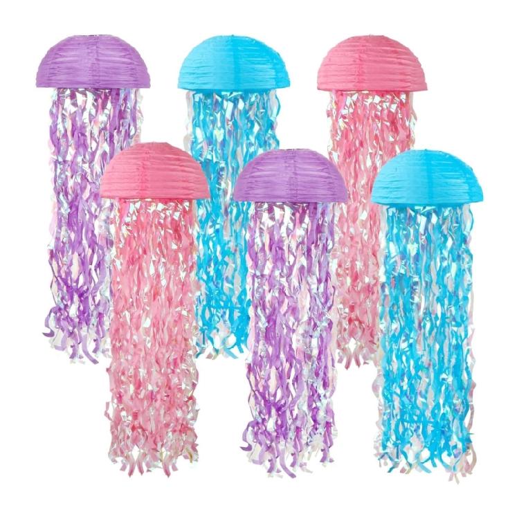 Pack of 6 Undersea Jellyfish Hangings Colorful Decorations for Sea Themed Parties and Baby Nurse Environment