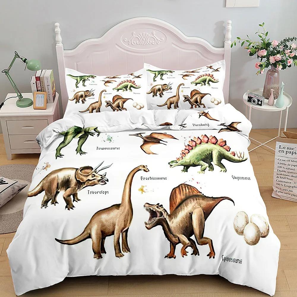Cartoon Cute Duvet Cover Boy Bedding Set Dinosaur Duvet Cover Set Dino Comforter Cover Set Soft Dinosaur Animal Teen Bedroom Set