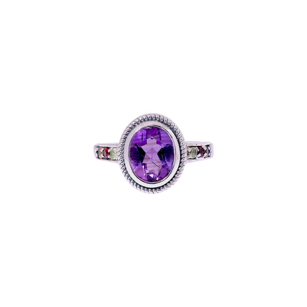 Natural Red Garnet Ring, 925 Sterling Silver Ring, Multi Stone Solitaire Ring, Handmade Women Ring, Promise Ring, Gift For Girlfriend