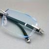 Herrenmode Brille Elegant Randlos Retro Stil PC Rahmen, Trendige Flache Gläser Anti Blaulicht Halbrahmen