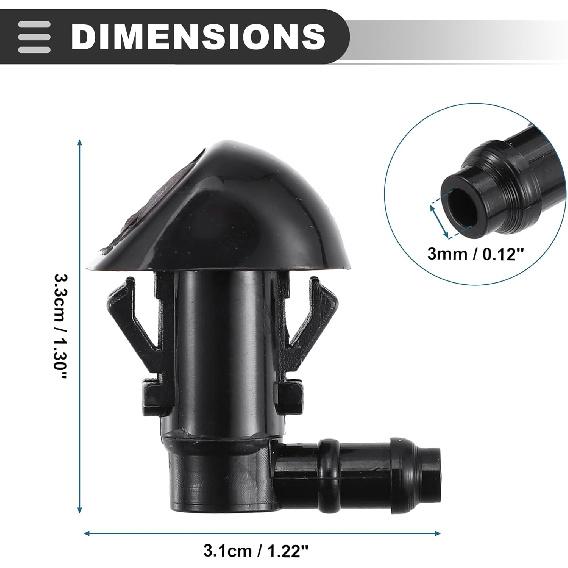 Motoforti Front Windshield Washer Nozzle, for Honda Pilot 2009-2015, Plastic, Black, 1 Pair