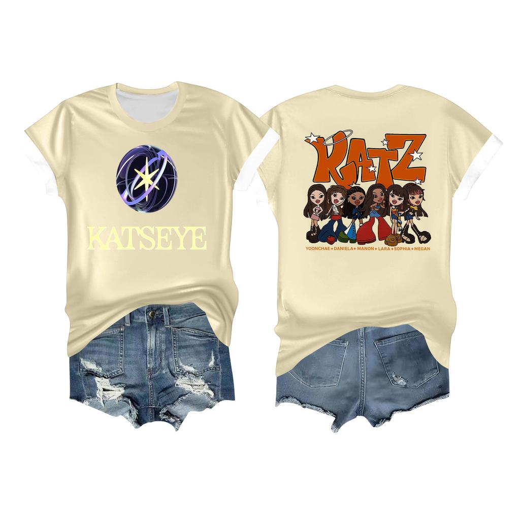 Women's Casual Printed T-shirt Round Neck Pullover Short Sleeve Top