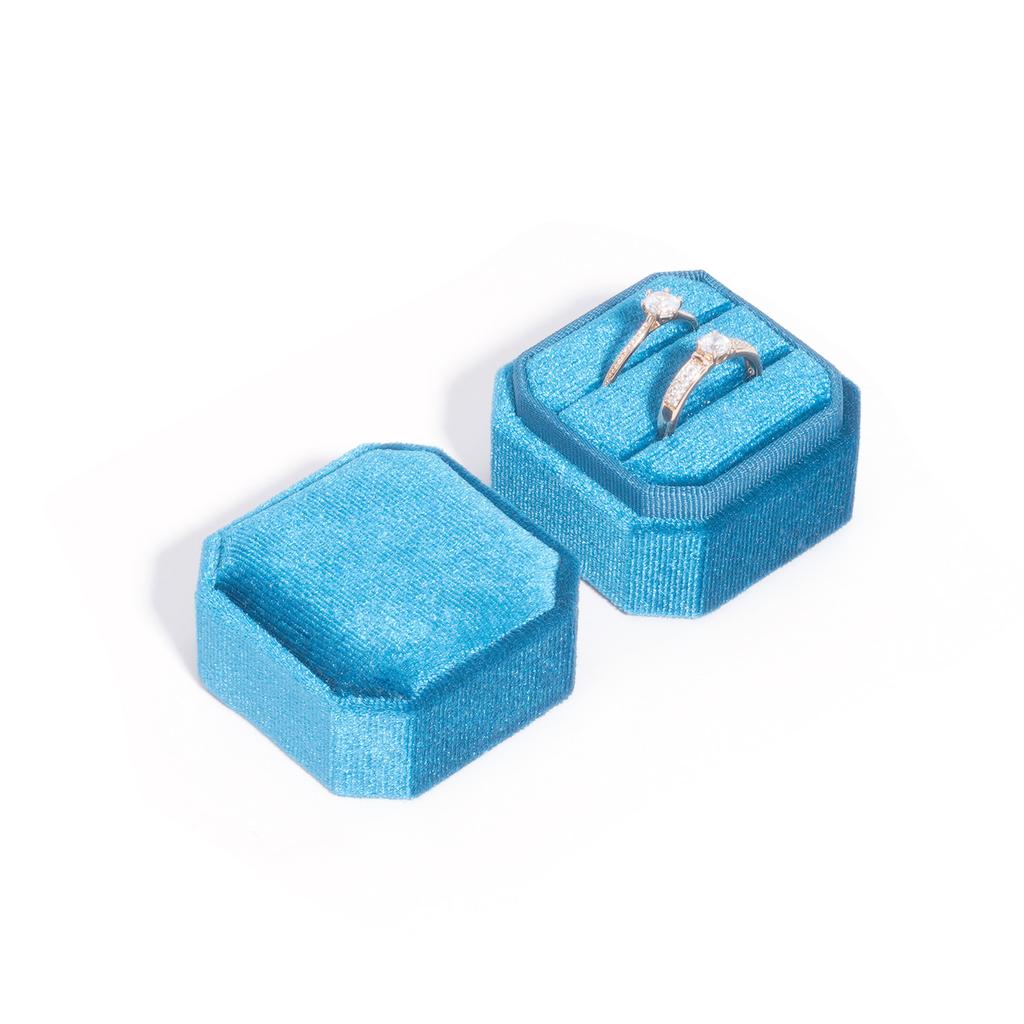 New Velvet Jewelry Box Octagonal Ring Box Double Ring Box Wedding Ring Box with Detachable Lid Jewelry Organizer Storage