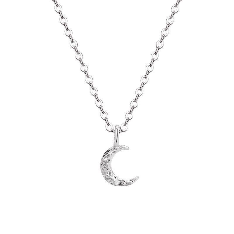 S925 Sterling Silver Moon Pendant Necklace: Women's Simple, High-End Crescent Clavicle Chain