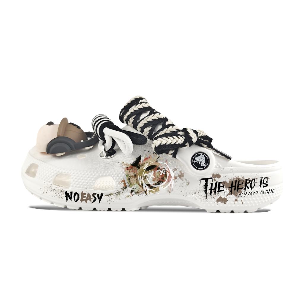 Crocs Crush Clog EVA Murray Puppy Decorative Buckle Hand Painted Graffiti Casual Stylish Versatile Hole Shoes Unisex White