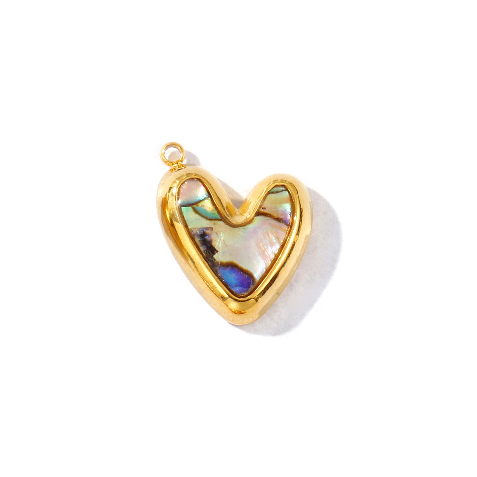 

1 Piece Waterproof Natural Shell Charms 18K Gold Plated Round Disc Heart 304 Stainless Steel Pendants For DIY Necklace Making