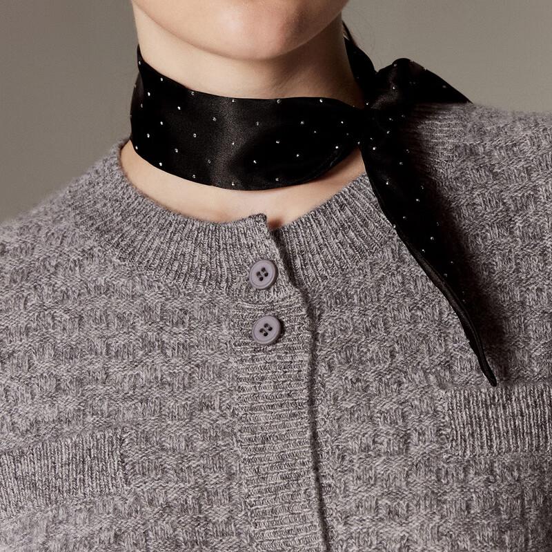 PALUOPO Women's Textured Jacquard Cashmere Cardigan