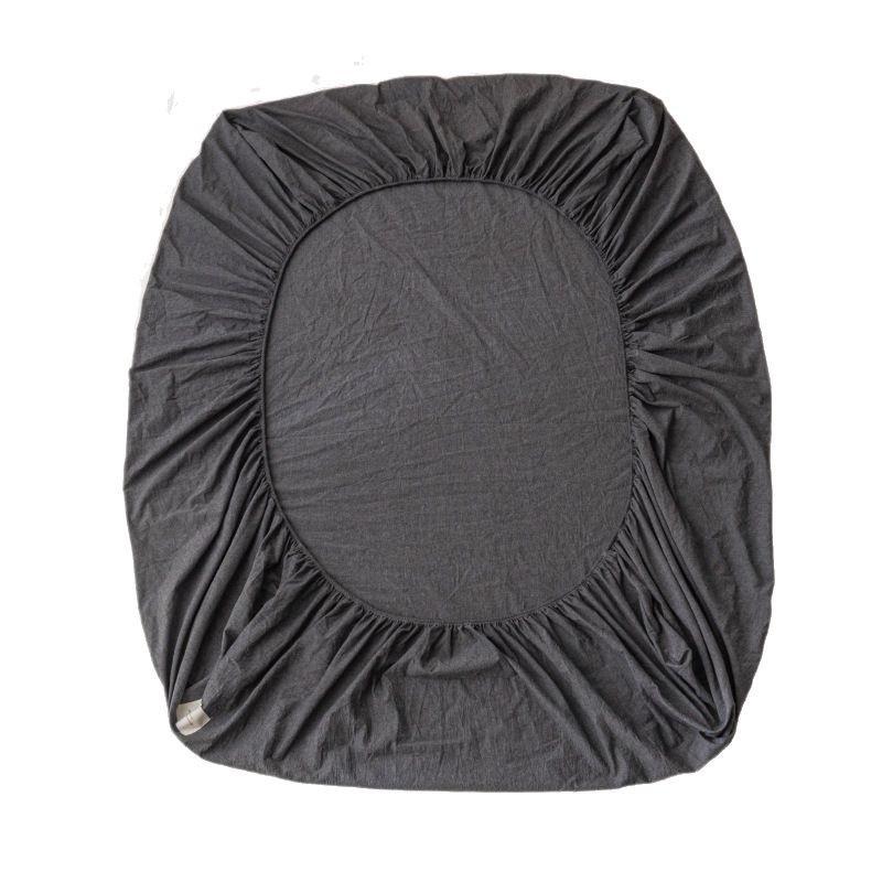 Muji-Style Washed Cotton Fitted Sheet Set - Non-Slip, Single Piece, Mattress Protector