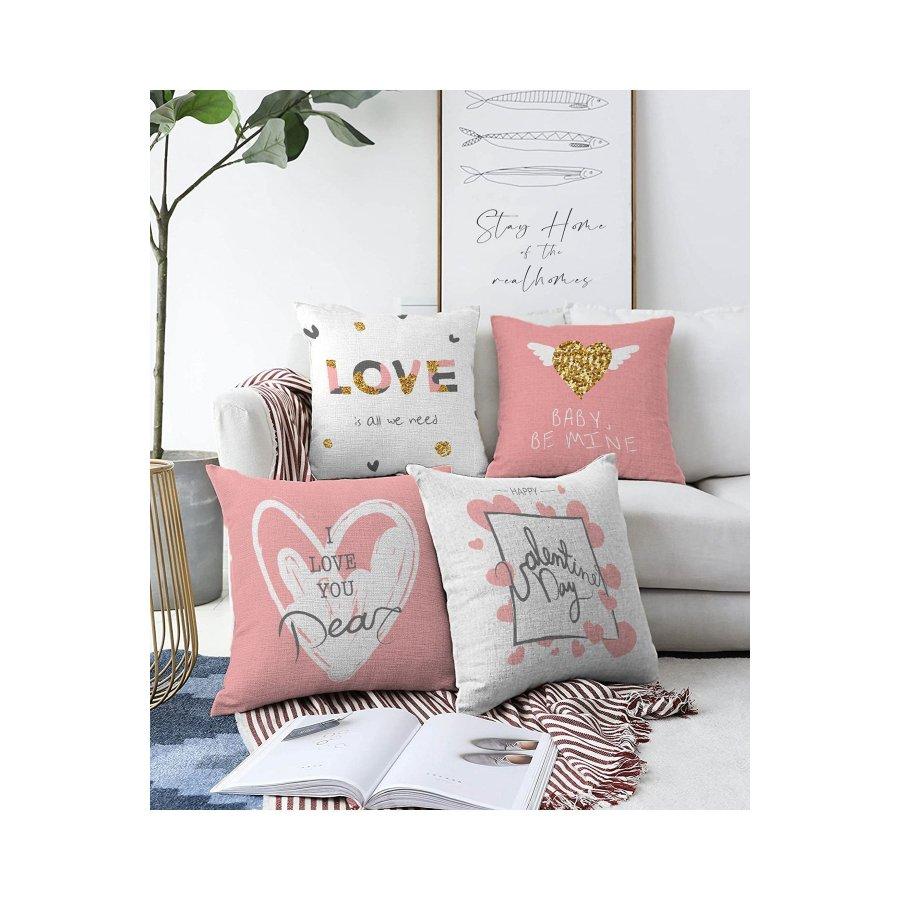 4-teiliges doppelseitig bedrucktes Kissenbezug-Set „Valentine's Day Concept“.