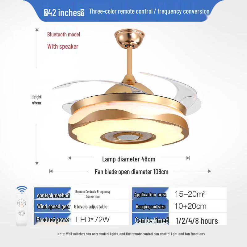 NuFeng 42-inch Invisible Ceiling Fan with Light