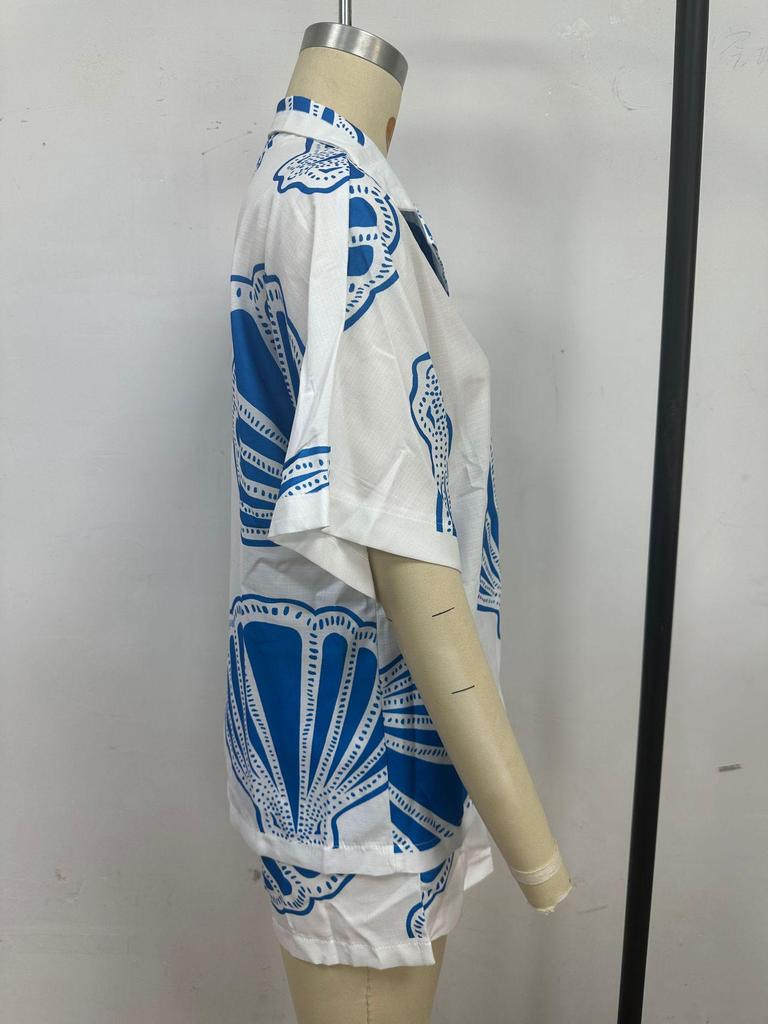 Spot 25 Summer Casual Fashion V-Neck Print Short Sleeve Homewear Set