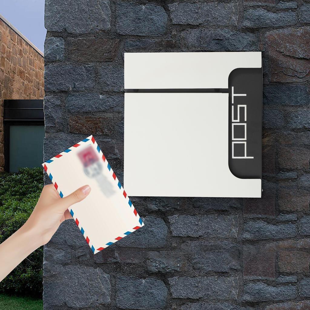 Large Capacity Locking Mailbox for Outdoor Use, Wall Mounted Steel Mail Box with Keys, Secure Parcel Delivery Box for Garden