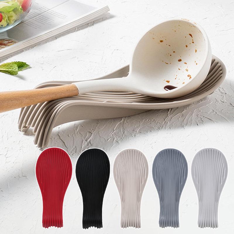 Silicone Kitchenware Tray, Kitchen Spatula, Soup Spoon, Silicone Spoon Holder, Household Thick Insulated Silicone Spoon Pad