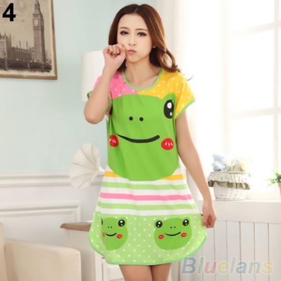 Lindas mujeres dibujos animados Panda ropa de dormir pijamas manga corta camisón