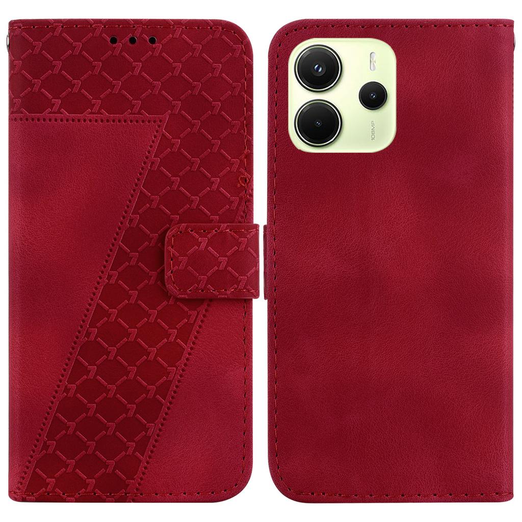 For Xiaomi Redmi Note 14 4G (164.84mm) Stand Case 7-Shaped Pattern Imprint Leather Phone Cover