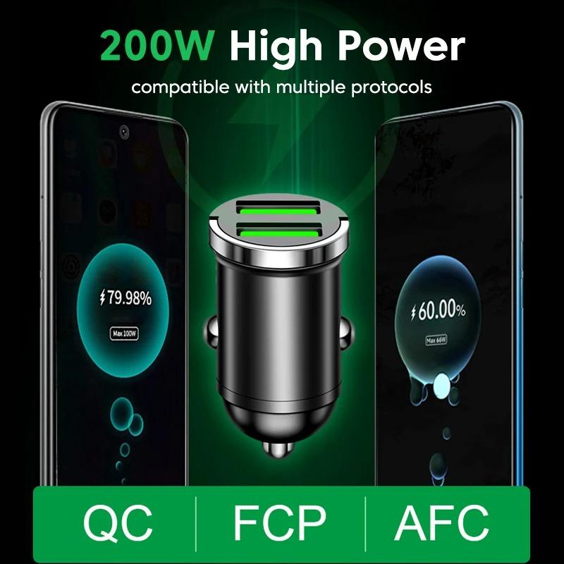 PD 200W USB Car Charger Fast Charging Auto Mobile Phone Adapter QC 3.0