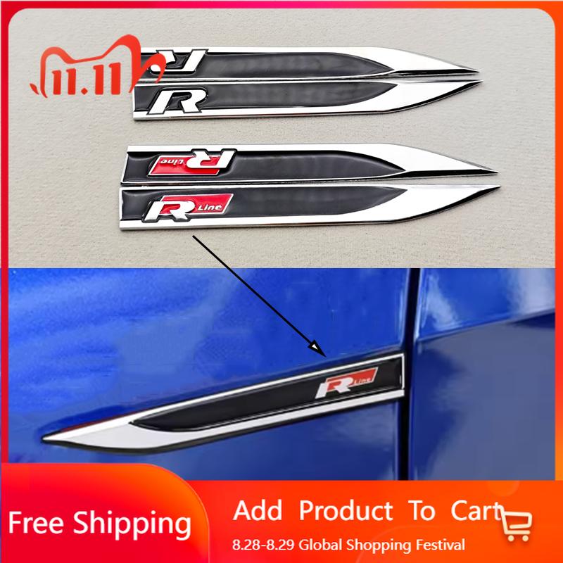 2026 Hot Sticker 2pcs 3D Metal Car Letters Logo Rline Fender Side Wing Sticker Emblem Badge For Volkswagen VW Golf 6 7 8 MK6 MK7