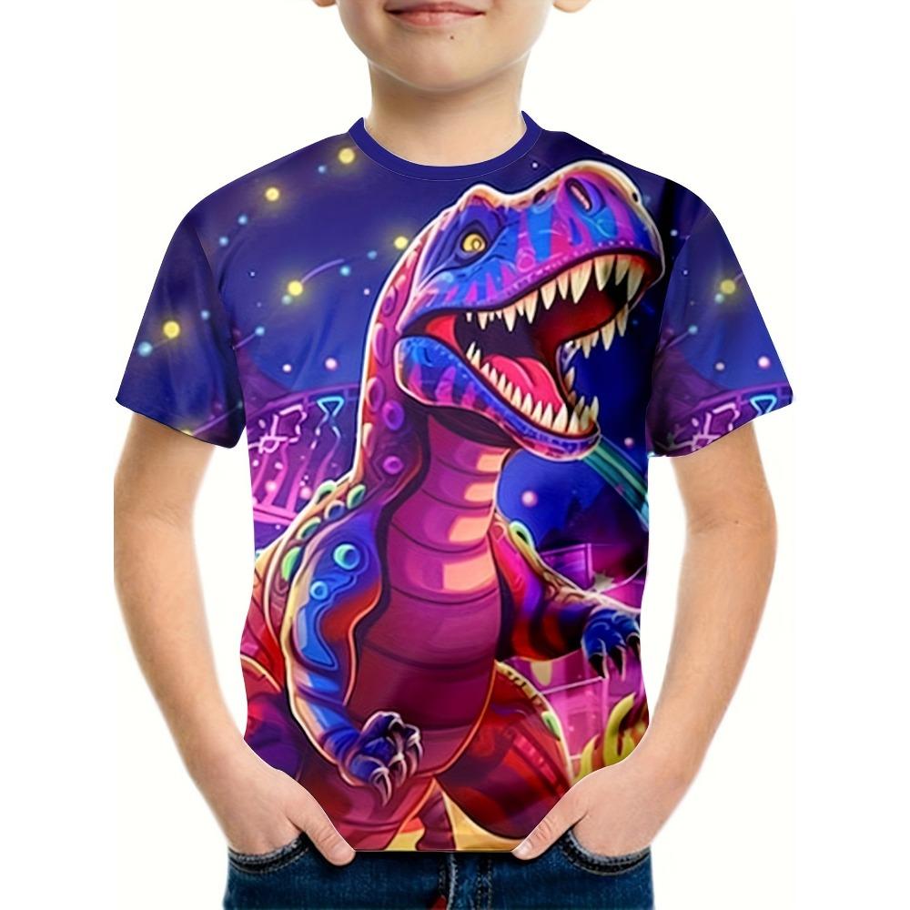Children's Clothing Boys Tshirt Short Sleeve Girl T-Shirt 3D Cartoon Dinosaurs Casual Round Neck Tees Kids Summer Clothes Tops