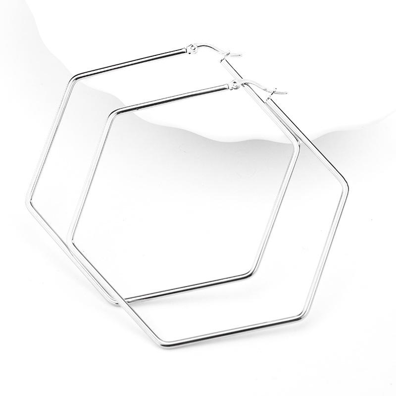 Minimalist Geometric Circular Large Hoop Earrings for Women Exaggerated Personality Stainless Steel Fashion Items Jewelry Gifts