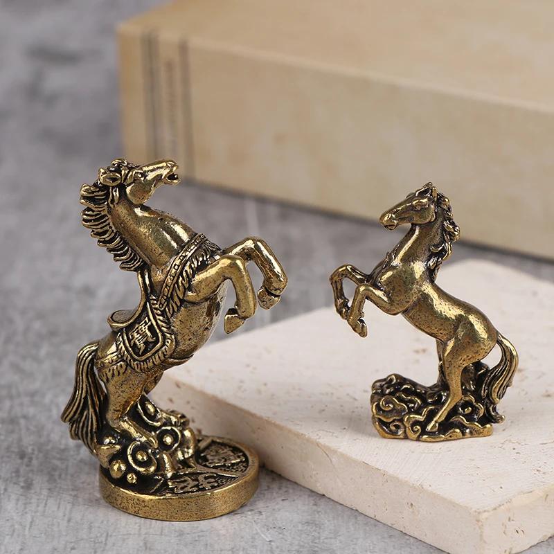 Bronze Horse Sculpture Metal Craft Chinese Zodiac Desktop Decoration Living Room Tea Table Home Decorations