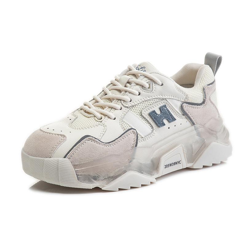 Shoes Women's Spring and Summer 2025 New Sports Running Shoes Platform Casual Leather Women's Shoes Heightening Flat Dad Shoes Women