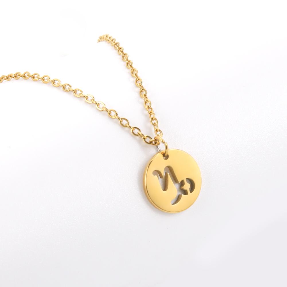 Stainless Steel Star Zodiac Sign Necklaces 12 Constellation Choker Pendants Aries Libra Leo Collier Birthday Gift