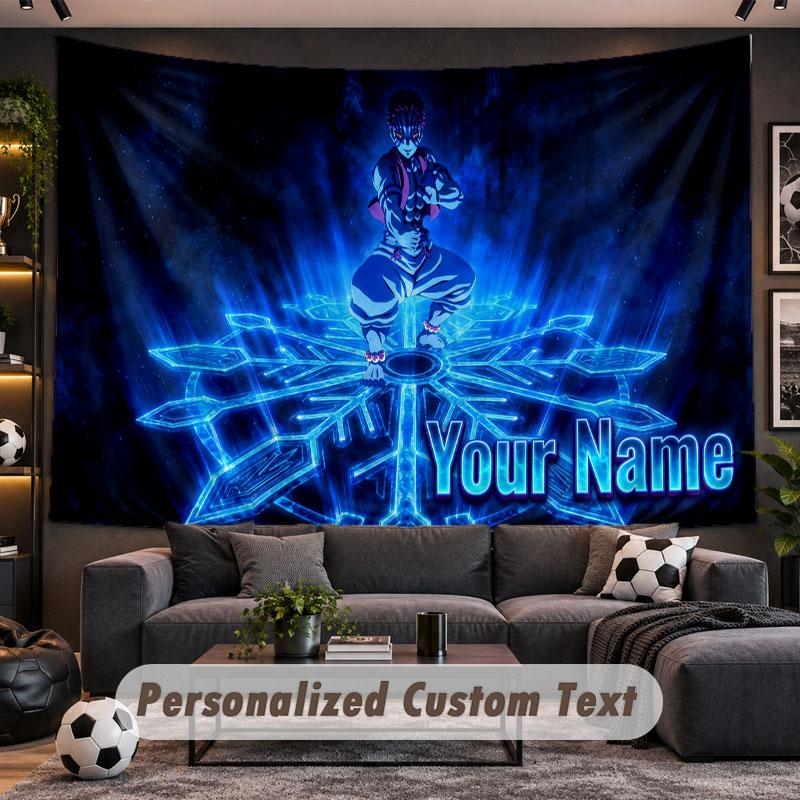 Wall Hanging Tapestry Custom NameDemon Slayer Pattern Personalized Printed Fabric Wall Decor