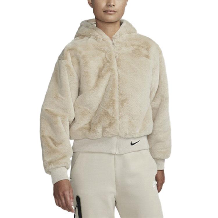 Nike Women'ss Sportswear Essential Faux Fur Jacket Khaki DD5117-206