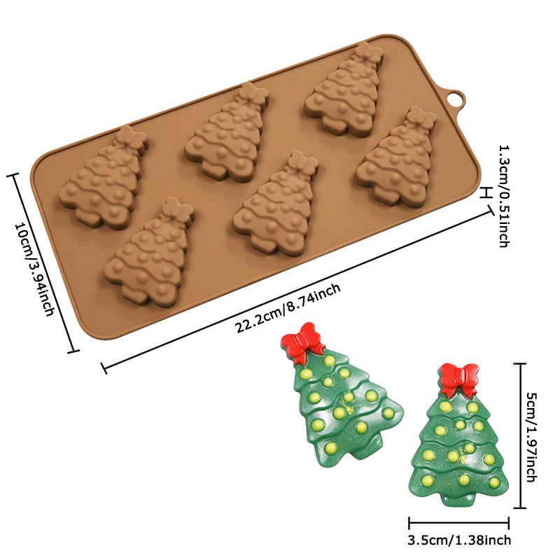 WTEMPO Multiple-Cavity DIY Silicone Christmas Molds Christmas Bow Staff & Christmas Tree Pattern Design Christmas Decorative Gifts Making Molds