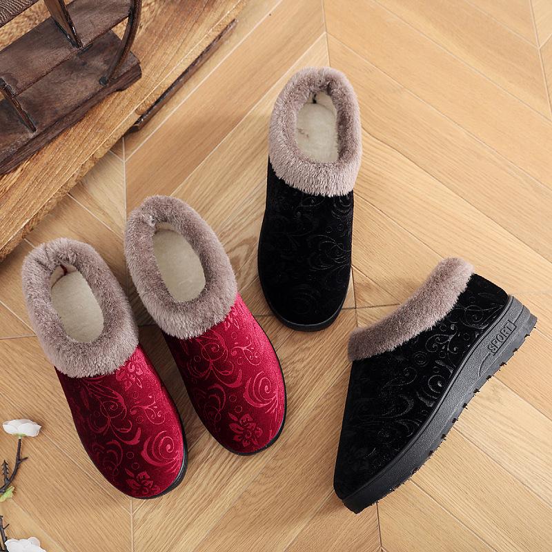 Winter Beijing old cloth shoes women's cotton shoes thickened comfortable cotton slippers autumn and winter new platform slippers home shoes
