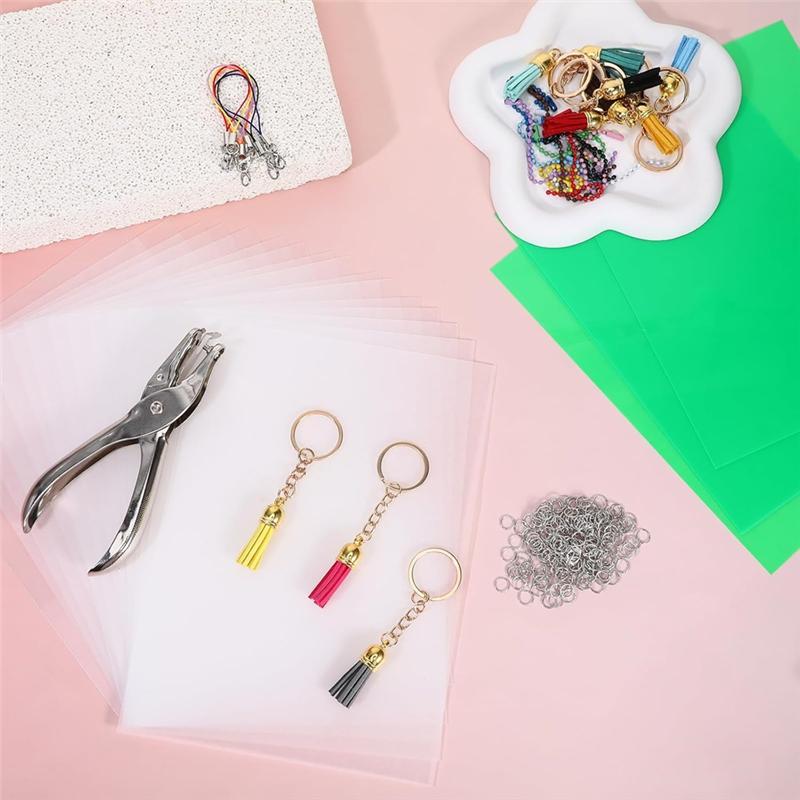 A25F-DIY Shrink Plastic Sheets 20PCS Keychain Kit, Printable For Handprint Art Projects Paper
