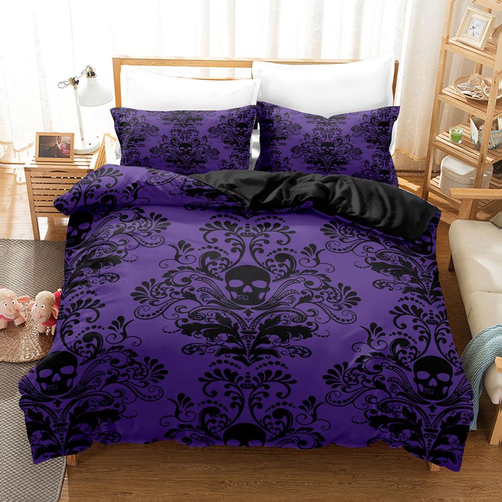 Gothic Style Skull Bedding Sets For Adults Bed Supplies Set Duvet Cover Set With Pillowcases No Filling Luxury Birthday Gifts