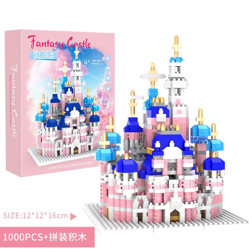 Small Particles Diy Puzzle Castle Building Block Simulation Princess Castle Model, Children'S Building Block Toy