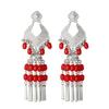 Bohemian Ethnic Miao Silver Turquoise Tassel Earrings