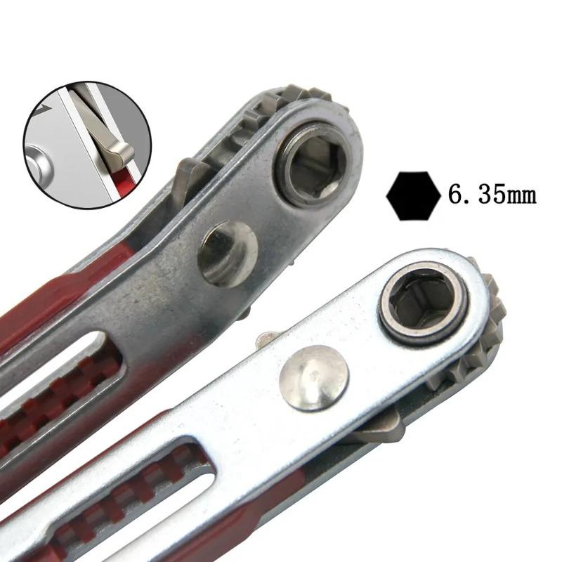 Convenient Multi-functional Bidirectional Ratchet Screwdriver, Angled Flat Wrench, Cross Screwdriver, and Flathead Tool