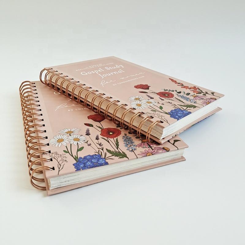 Rose Gold Color Spiral Binding Hardcover Custom Journal Notebook (Pink,100 Pages&14.8 x 21cm)