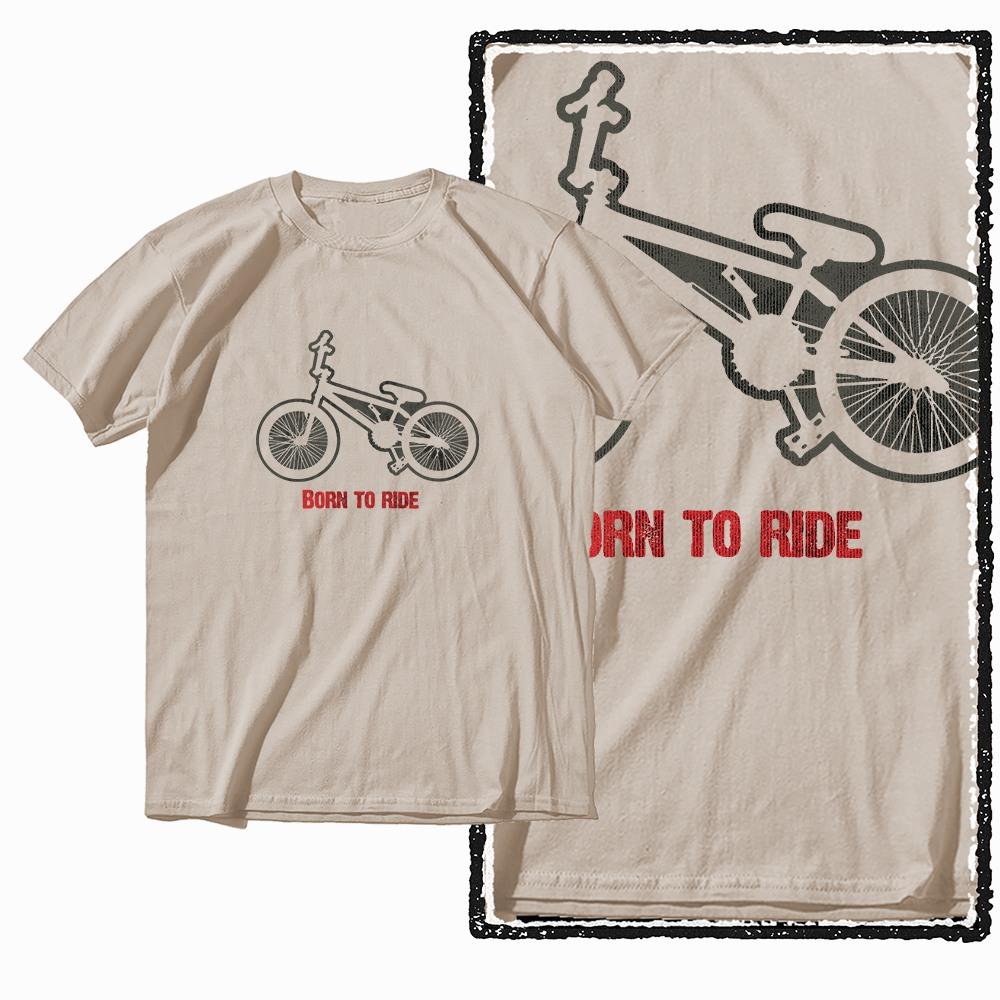 G47 Beige Vintage Streetwear Cotton  Men's BMX Bicycle Printed Graphic T-shirt |  Big Size Cool O-neck Men's Tee Tshirt
