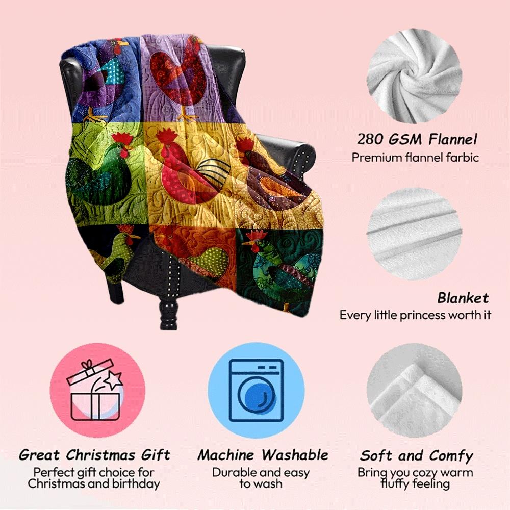 Rooster Theme Blanket for Sofa Bed Travel Camping Living Room Office Conditioning Blanket for All Seasons Gifts