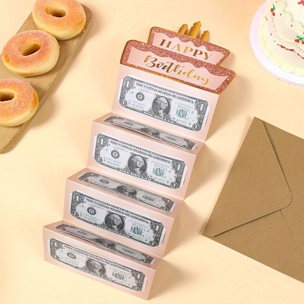 Surprise Money Birthday Card Gold-stamped Birthday Cash Holder Birthday Money Box For Kids Teens