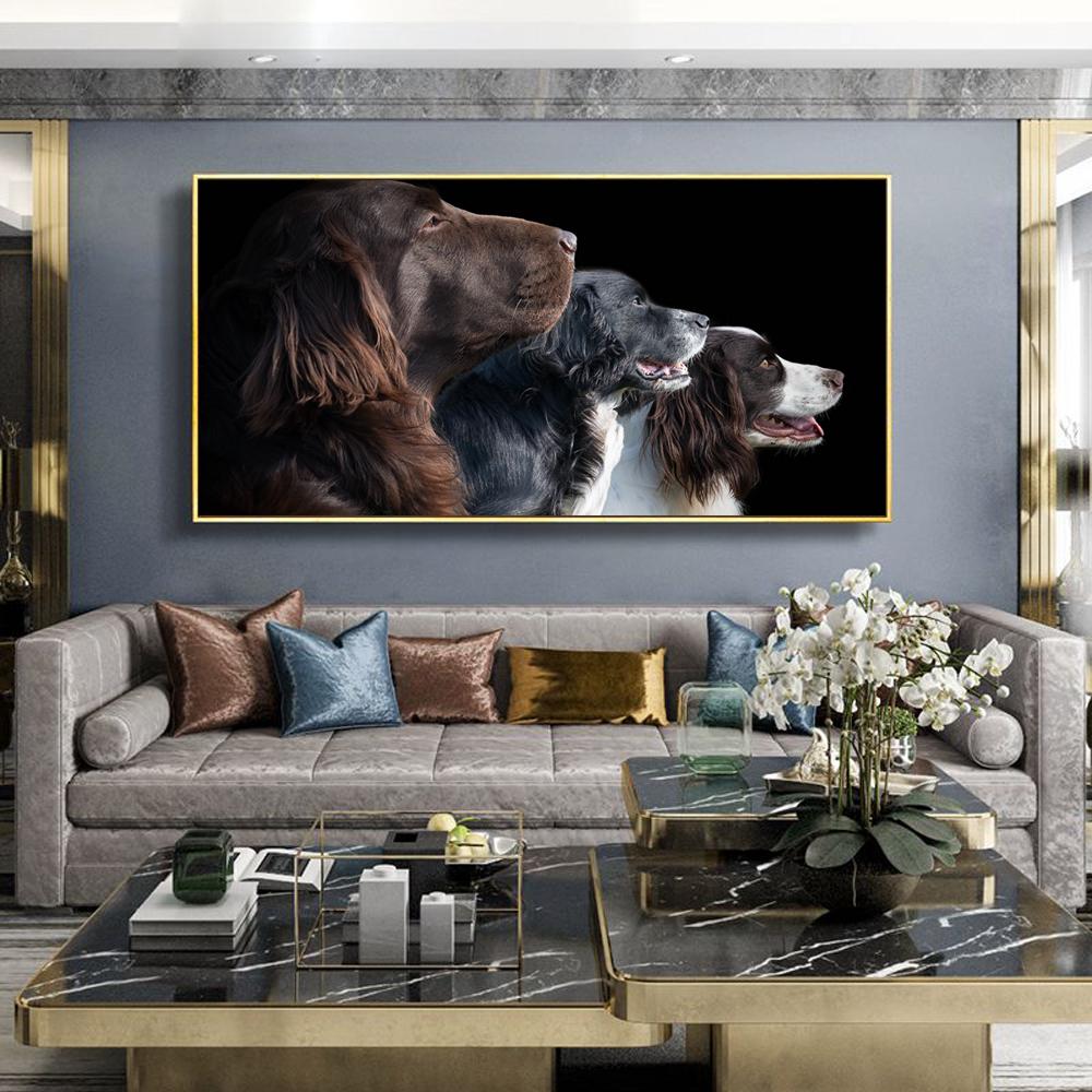 Animal Oil Painting Pet Dog Long Hair Baby Dog Canvas Painting Office Living Room Corridor Home Decoration Mural No Frame