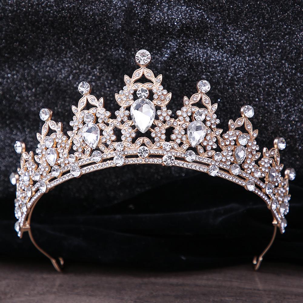 DIEZI Luxury Elegant AB Crystal Crown Hair Accessories Tiara For Women Party Red Purple Rhinestone Bridal Crown New Hair Zircon