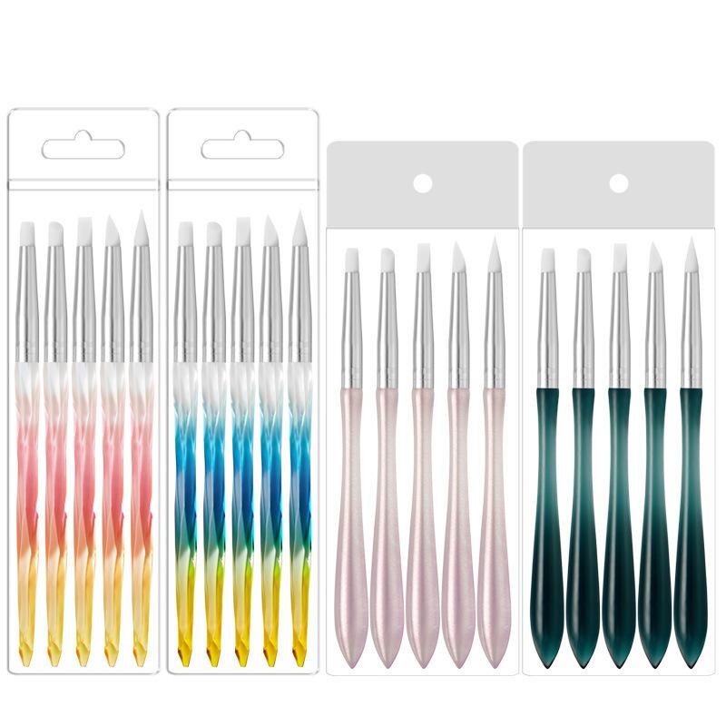 Gradient Handle Nail Art Brush Set: Painting & Flower Liner Gel Polish Pens.