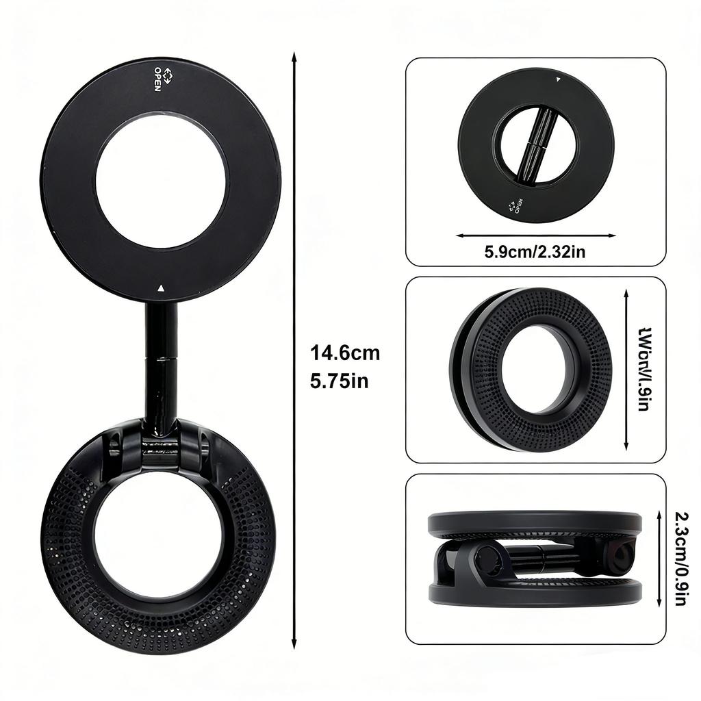 2027 K008 Double-Sided Magnetic Foldable Phone Holder – N52 Magnet 360° Rotatable, Dual Grip for Metal ABS Material
