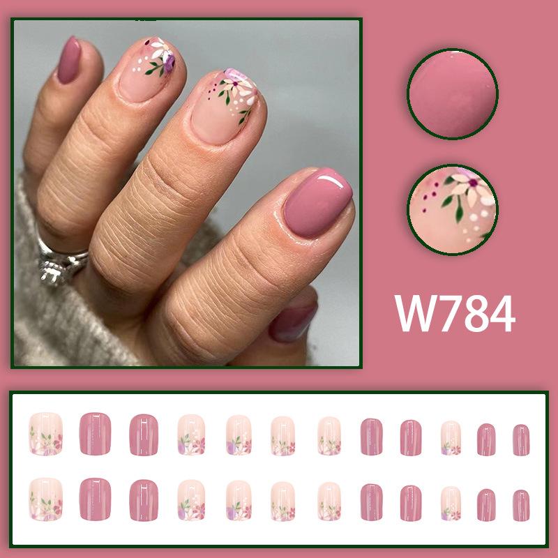 

Экологичные накладные ногти в стиле ретро с цветочным принтом, пыльно-розовые - Сладкий нежный цветочный стиль