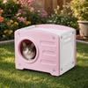 Enclosed Plastic Cat Shelter Sturdy Small Dog House Cozy for Balcony