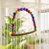 Colorful Design Bird Swing Toy With Bells Hanging Design Bird Cage Hammock Wooden Perch Finch Swing Toy Cage Accessories