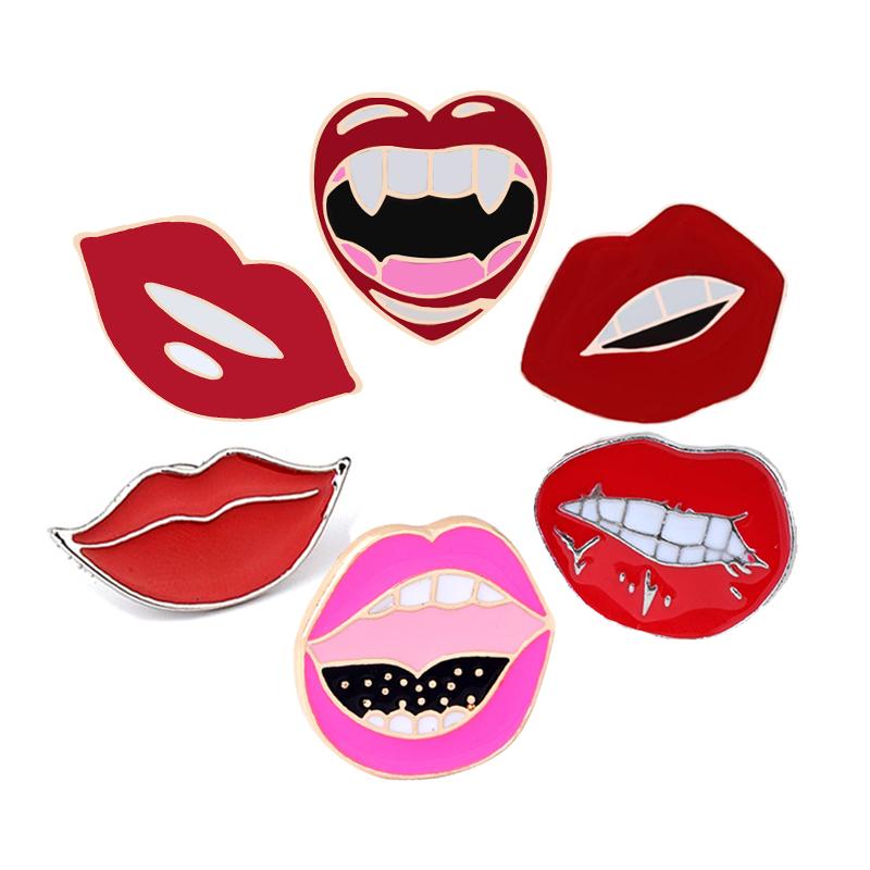 Variedad de Broches de Esmalte de Labios Rojos Moda Romántico Sexy Boca Pines de Solapa Chaquetas Insignia para Mochila Joyería Vintage Regalo Para Mujeres