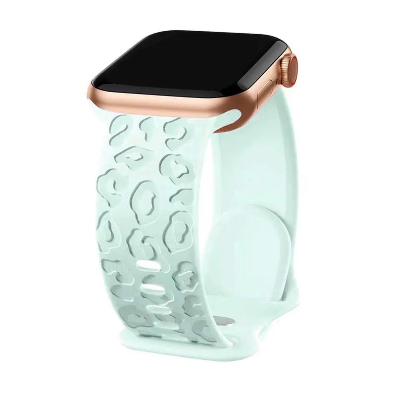 Band For Apple Watch 11 Strap 42mm 41mm 40mm 49mm 46mm 45mm 44mm Engraved Leopard Silicone Correa Bracelet iWatch Ultra 3/10/SE3