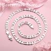 925 Sterling Silver Simple 8MM 16-30 Inch Figaro Chain Necklace Men Women Fashion Party Gift Jewelry